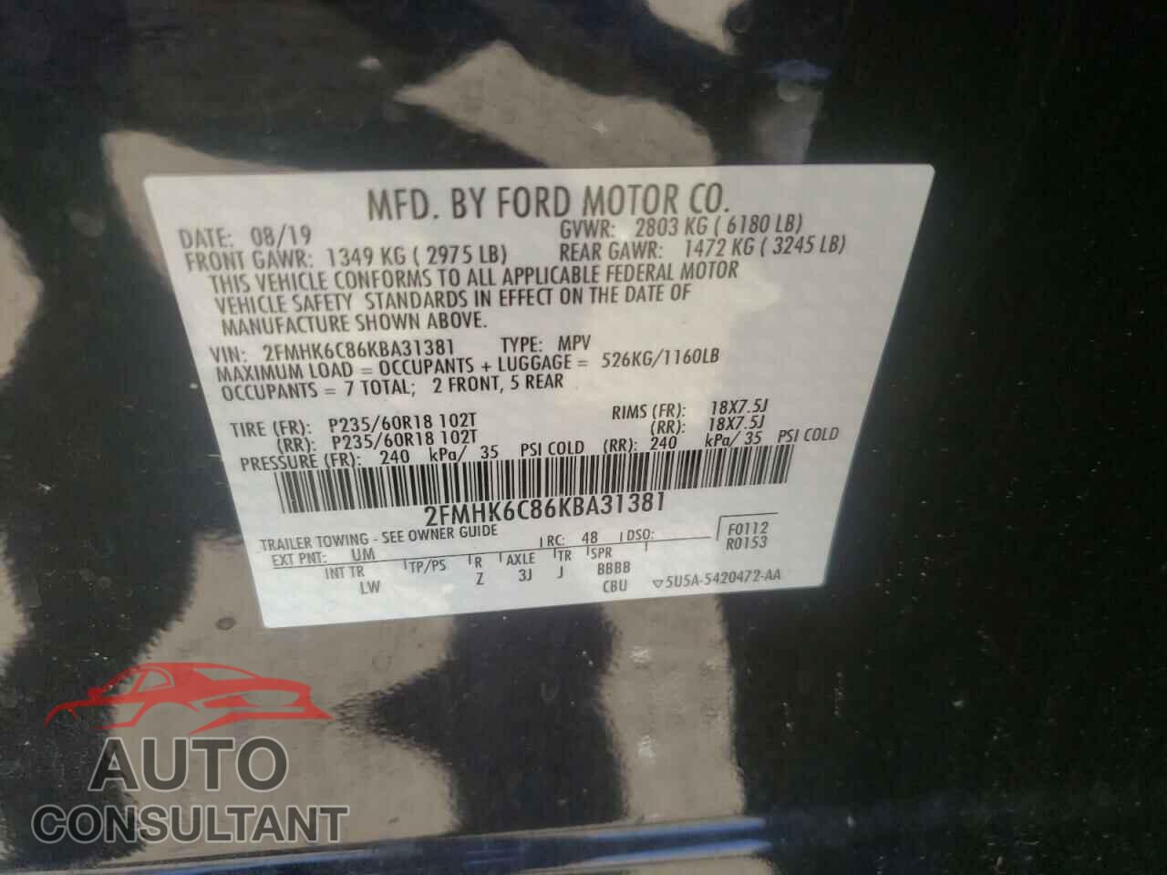 FORD FLEX 2019 - 2FMHK6C86KBA31381