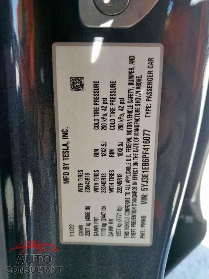 TESLA MODEL 3 2023 - 5YJ3E1EB6PF416077