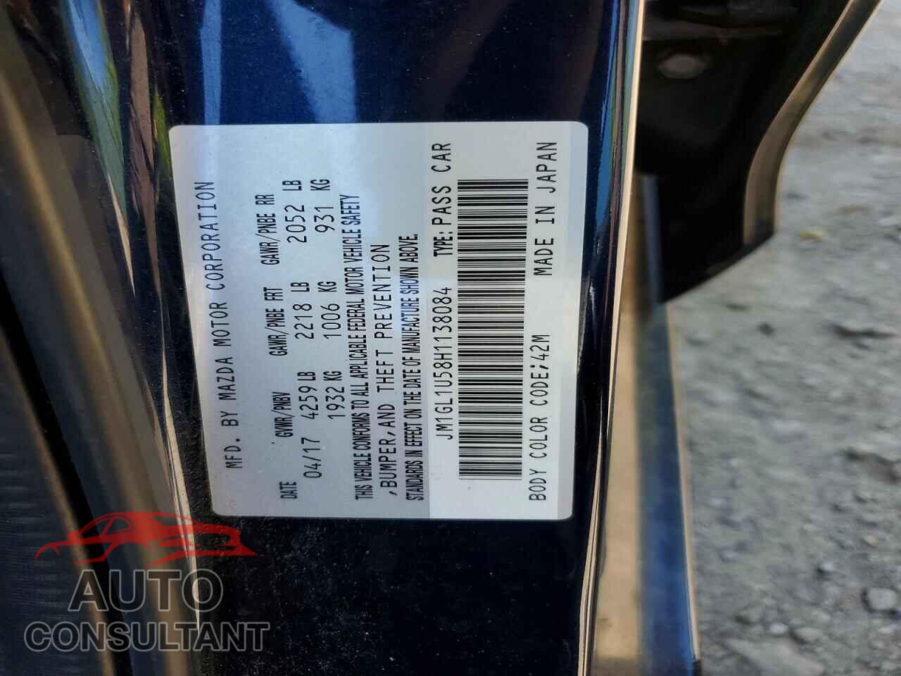 MAZDA 6 2017 - JM1GL1U58H1138084