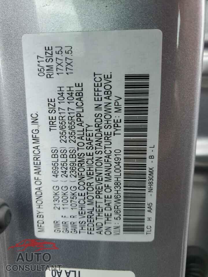 HONDA CRV 2017 - 5J6RW6H38HL004910