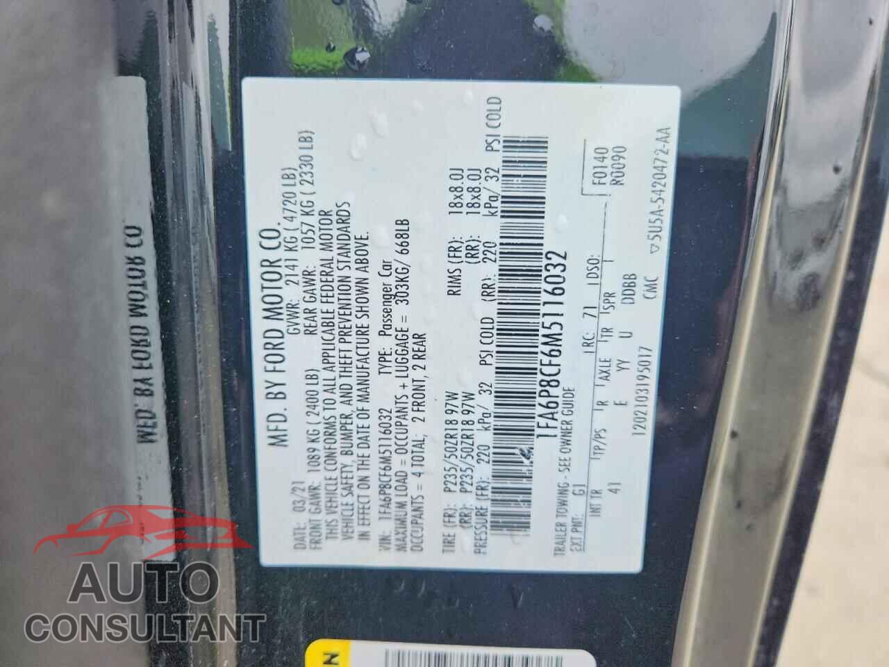 FORD MUSTANG 2021 - 1FA6P8CF6M5116032