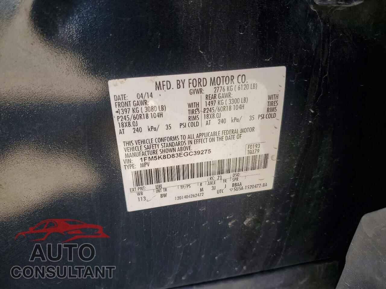 FORD EXPLORER 2014 - 1FM5K8D83EGC39275