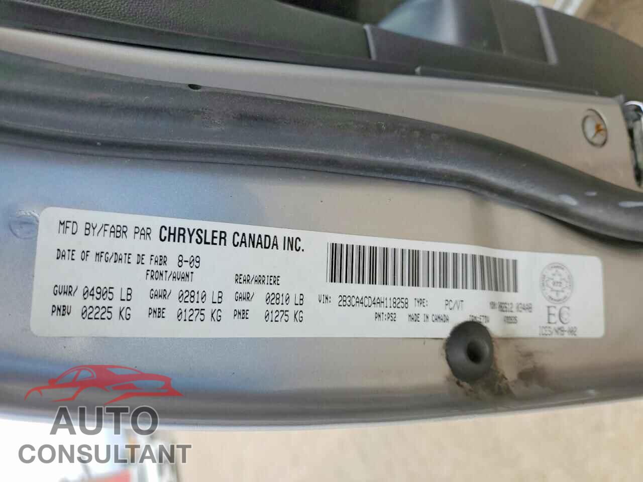 DODGE CHARGER 2010 - 2B3CA4CD4AH118258