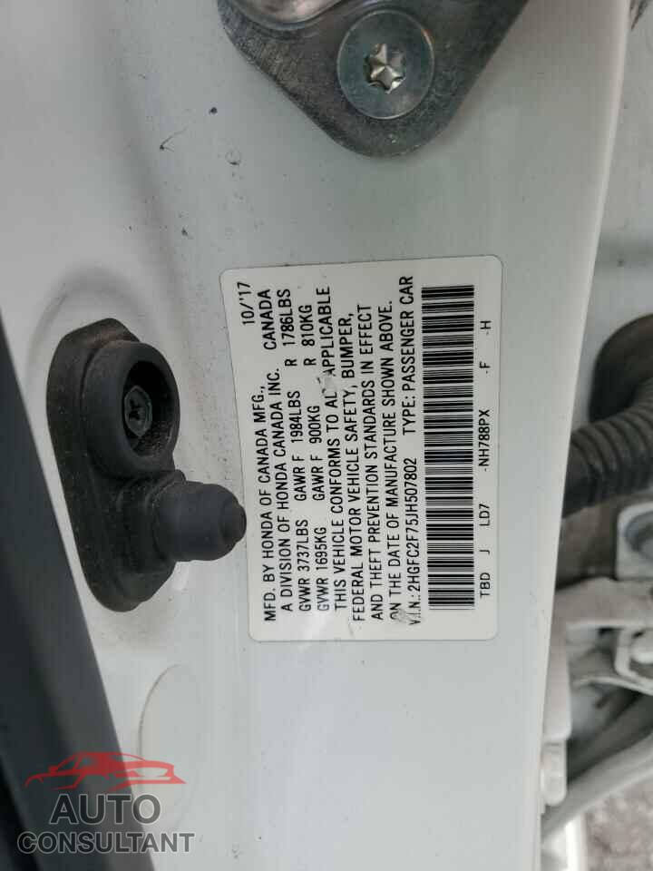 HONDA CIVIC 2018 - 2HGFC2F75JH507802