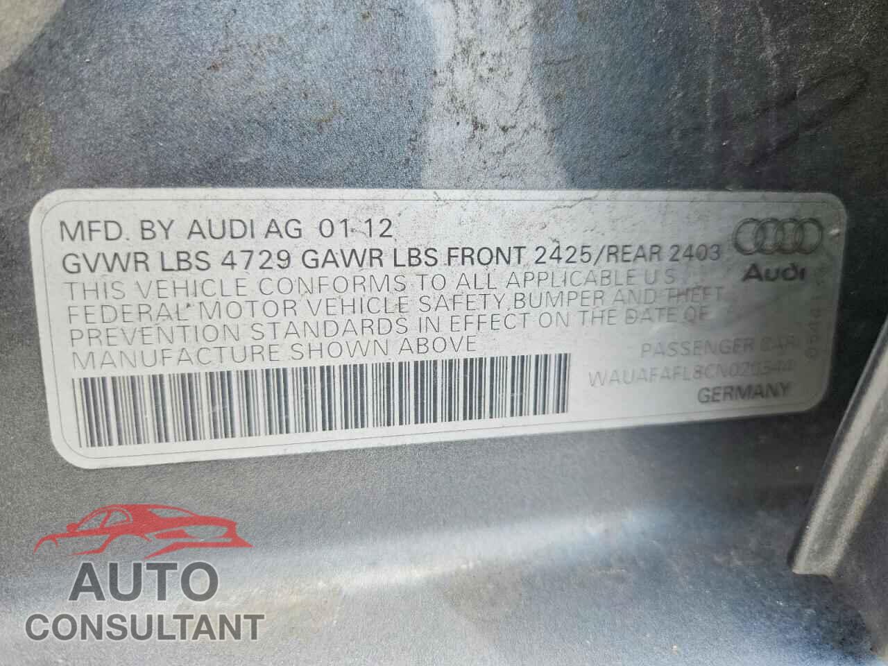 AUDI A4 2012 - WAUAFAFL8CN020544