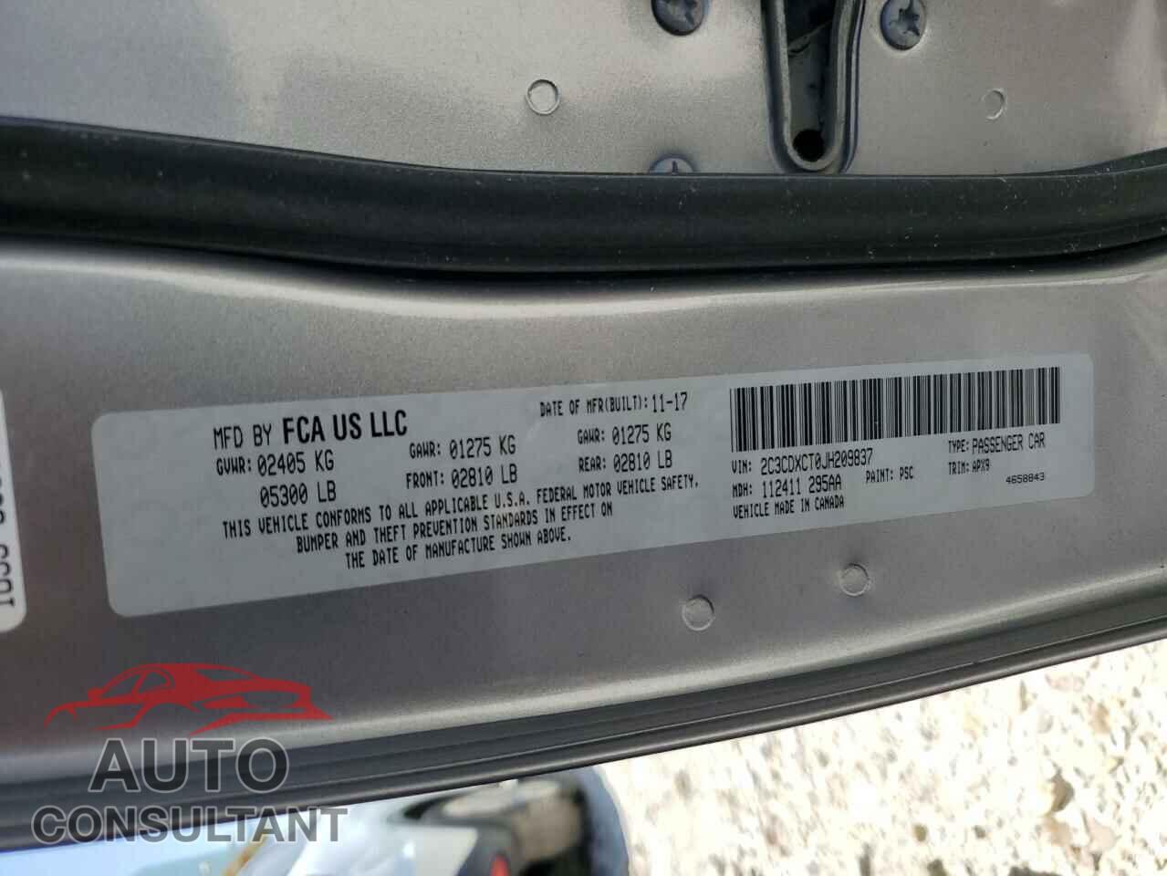 DODGE CHARGER 2018 - 2C3CDXCT0JH209837