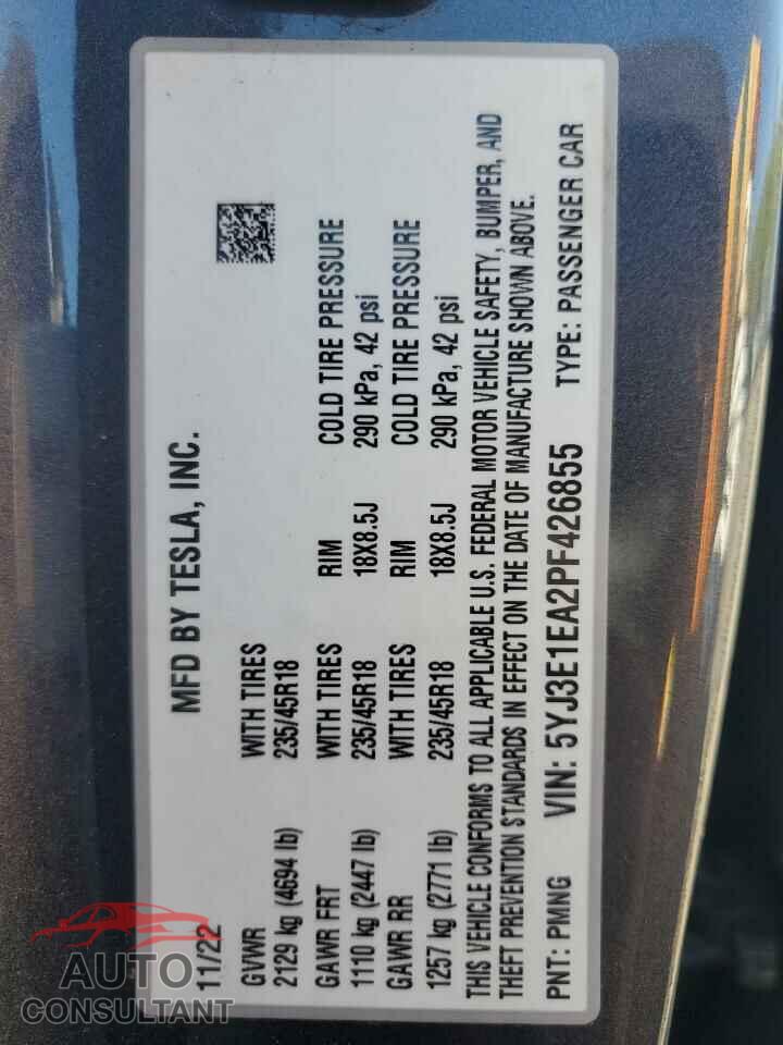 TESLA MODEL 3 2023 - 5YJ3E1EA2PF426855