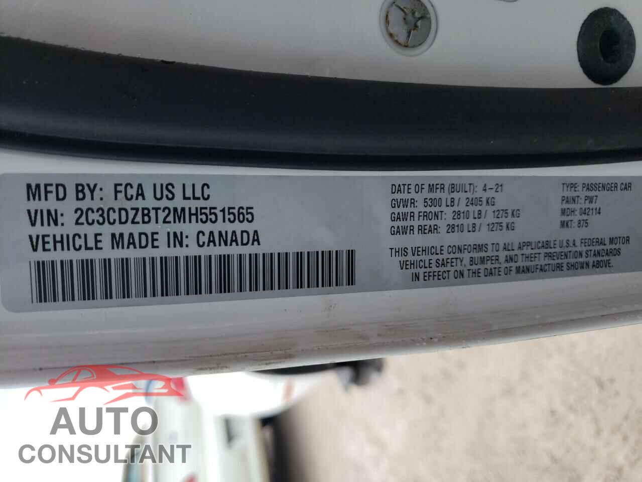 DODGE CHALLENGER 2021 - 2C3CDZBT2MH551565