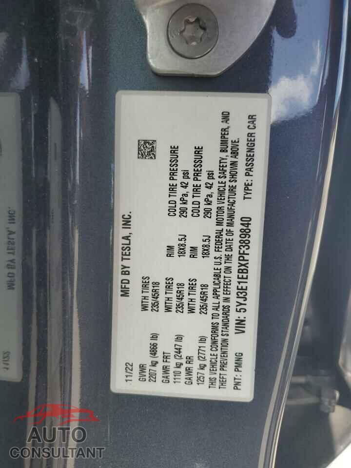 TESLA MODEL 3 2023 - 5YJ3E1EBXPF389840