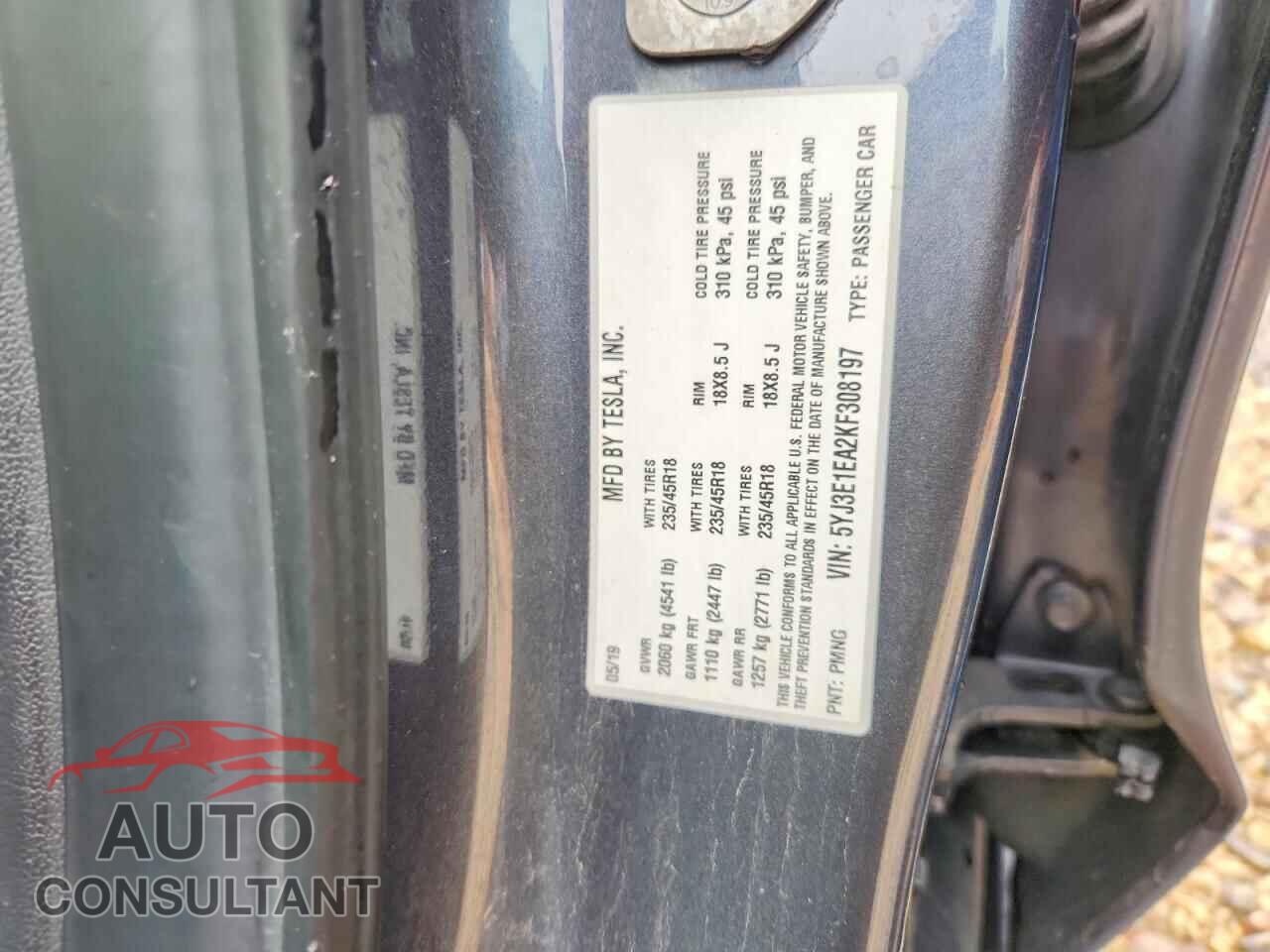 TESLA MODEL 3 2019 - 5YJ3E1EA2KF308197