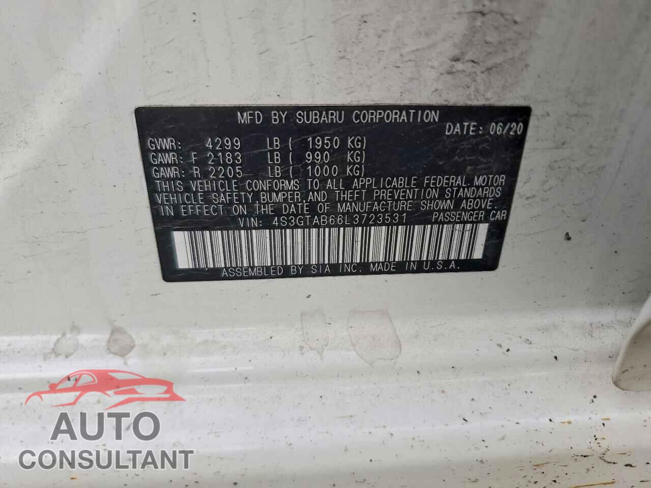 SUBARU IMPREZA 2020 - 4S3GTAB66L3723531