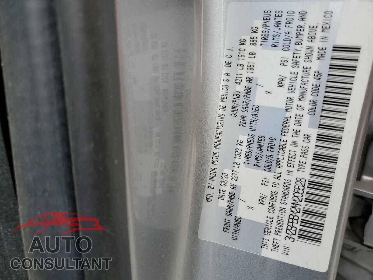 MAZDA 3 2021 - 3MZBPBBM2MM205528