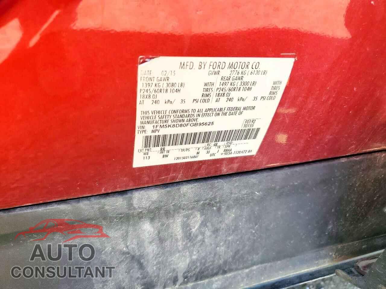 FORD EXPLORER 2015 - 1FM5K8D80FGB95625
