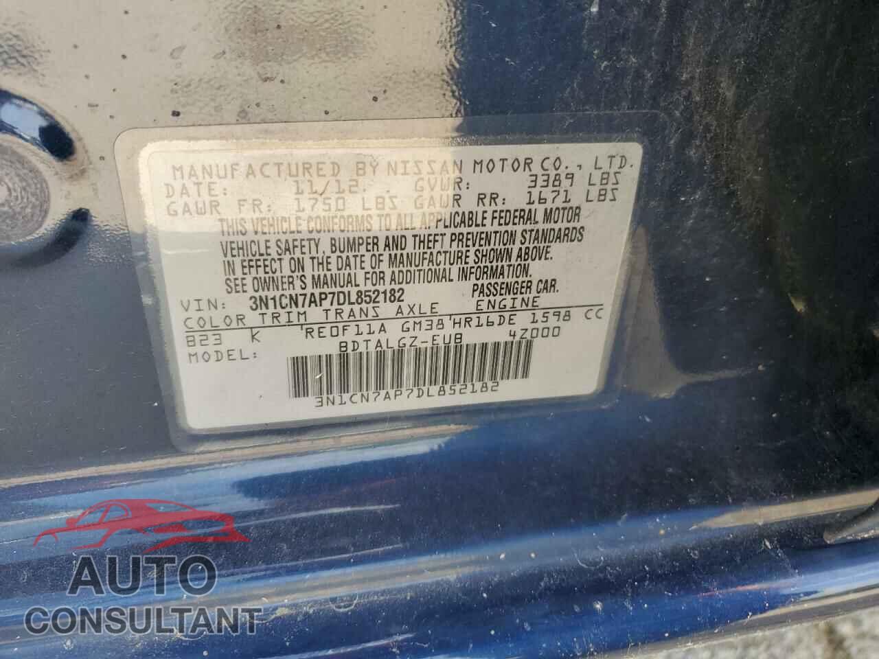 NISSAN VERSA 2013 - 3N1CN7AP7DL852182