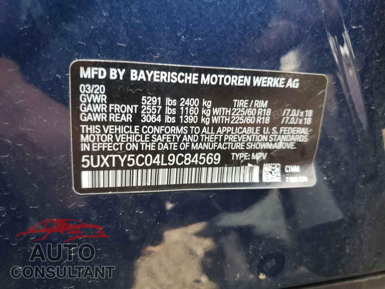 BMW X3 2020 - 5UXTY5C04L9C84569