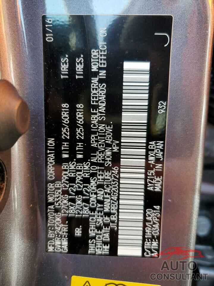 LEXUS NX 2016 - JTJBJRBZ4G2037246