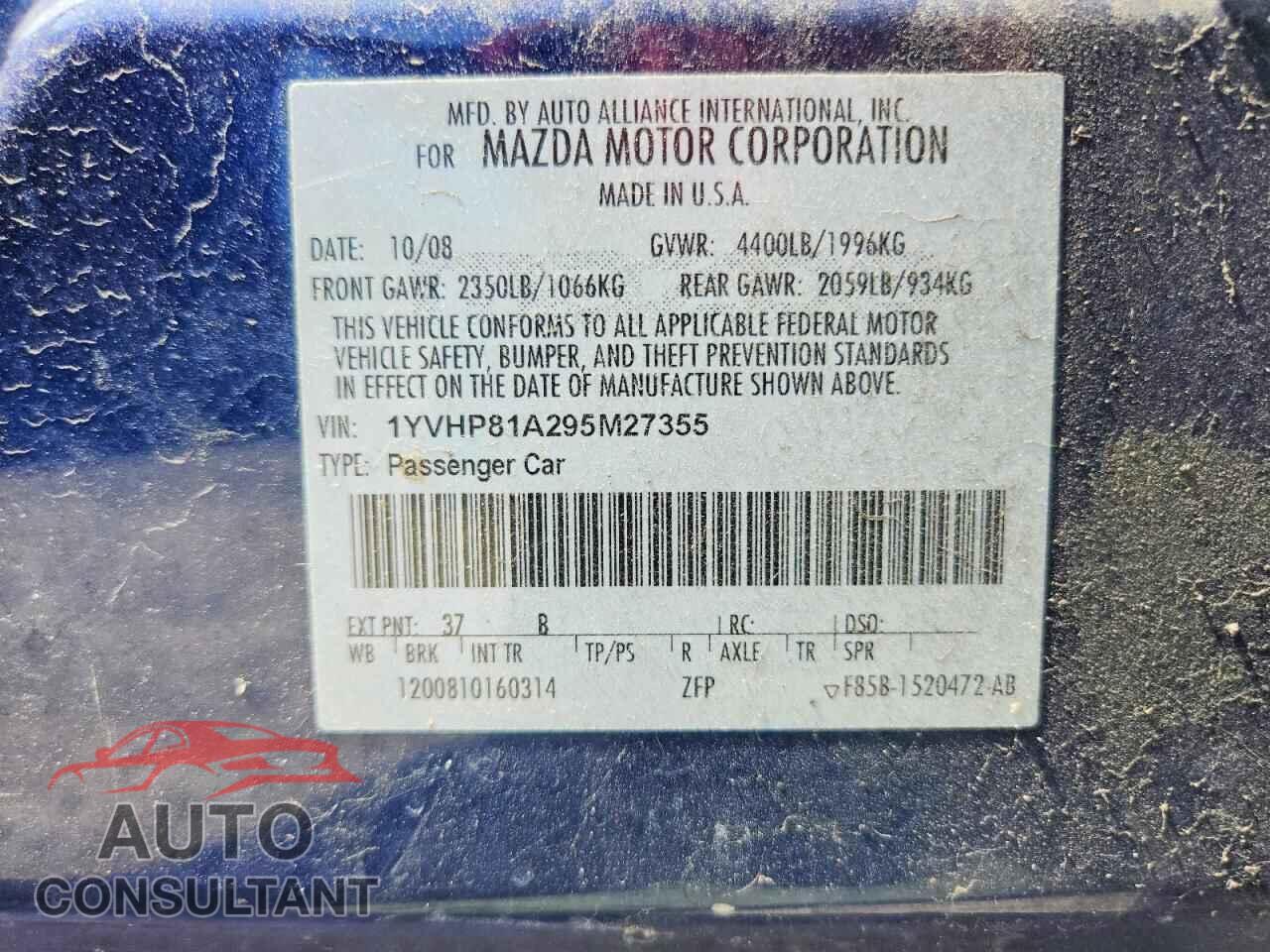 MAZDA 6 2009 - 1YVHP81A295M27355