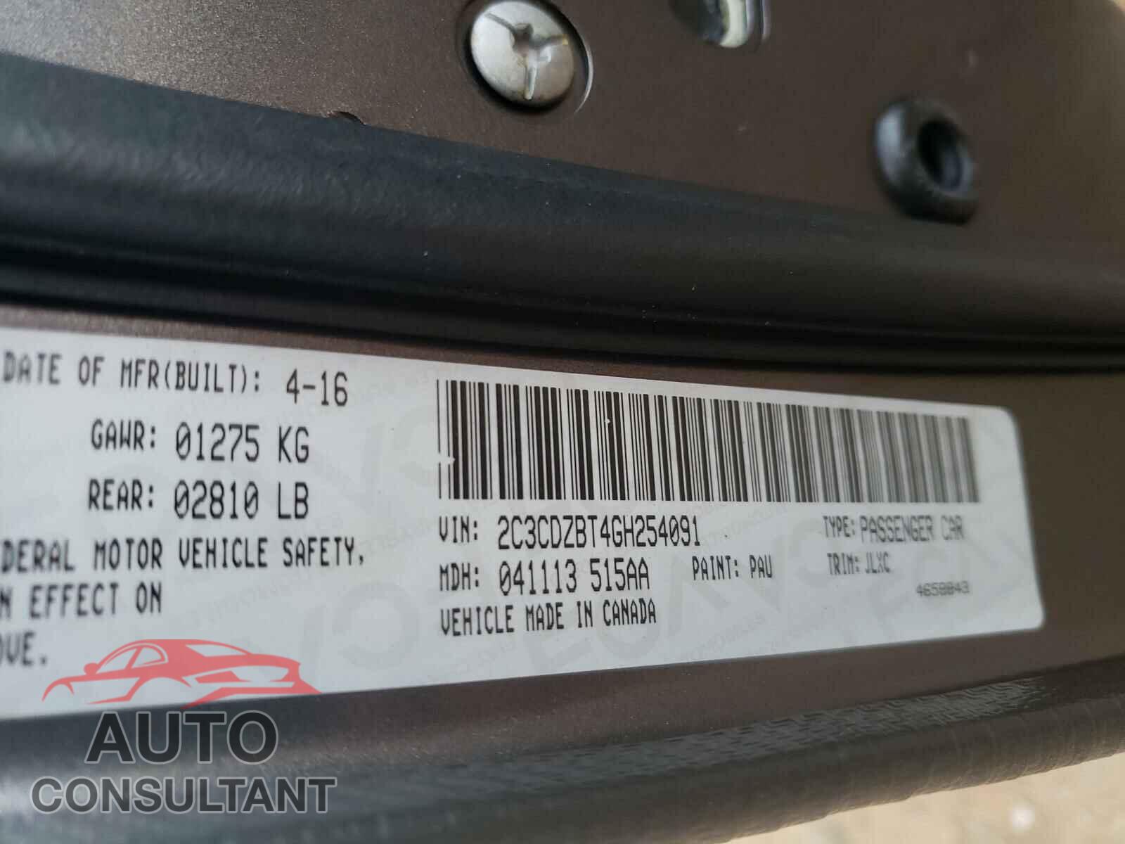 DODGE CHALLENGER 2016 - 2C3CDZBT4GH254091