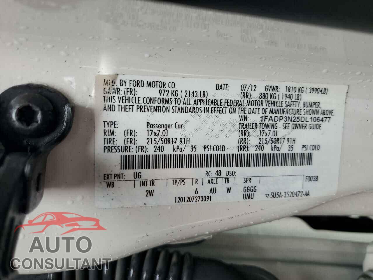 FORD FOCUS 2013 - 1FADP3N25DL106477