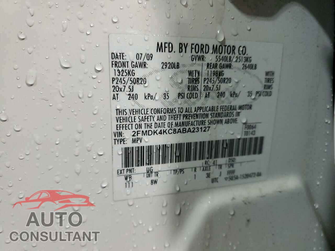FORD EDGE 2010 - 2FMDK4KC8ABA23127