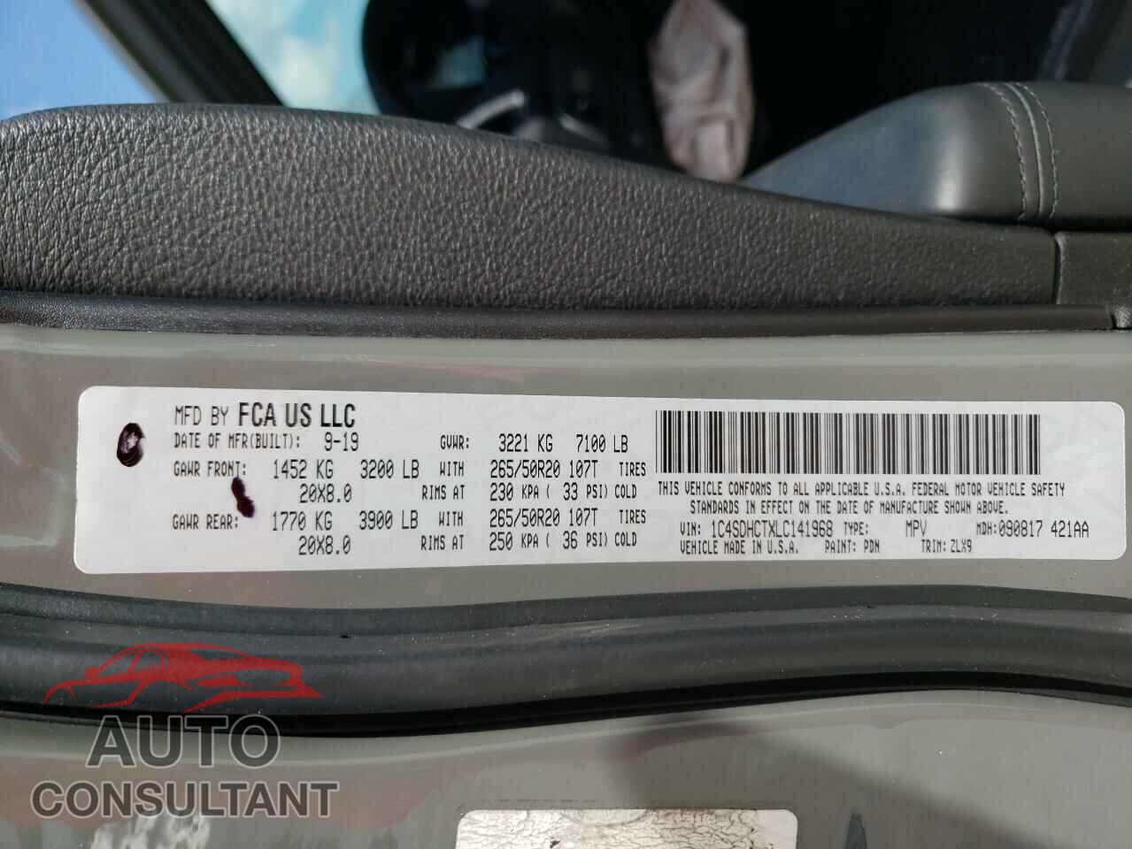 DODGE DURANGO 2020 - 1C4SDHCTXLC141968