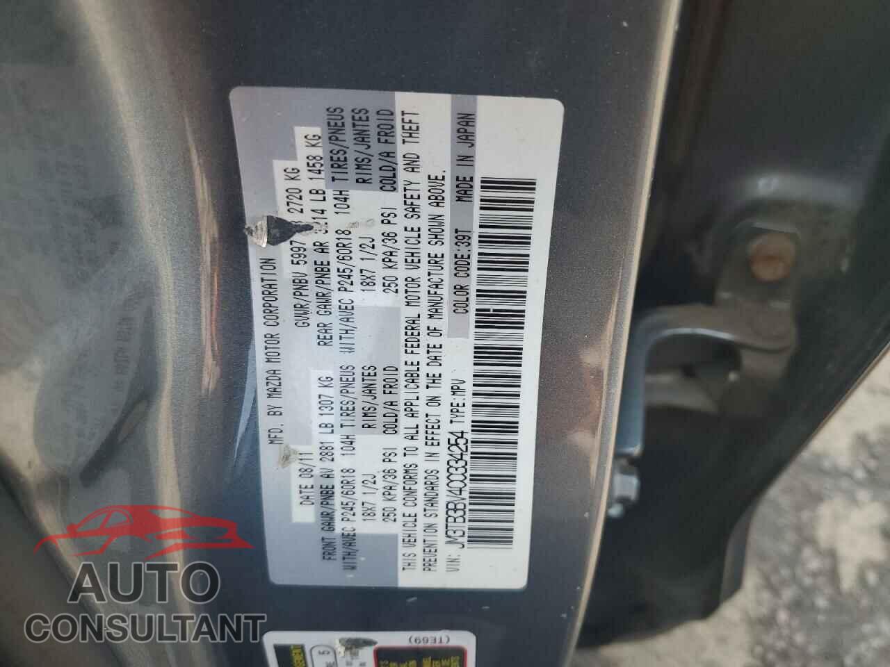 MAZDA CX-9 2012 - JM3TB3BV4C0334254
