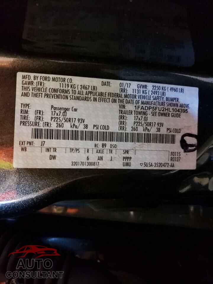 FORD CMAX 2017 - 1FADP5FU2HL104395