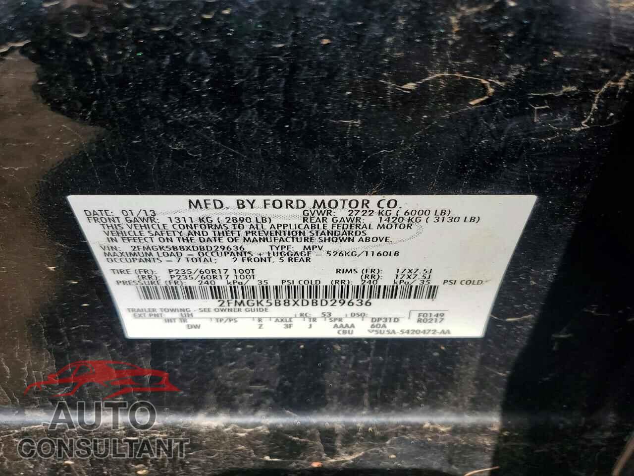 FORD FLEX 2013 - 2FMGK5B8XDBD29636