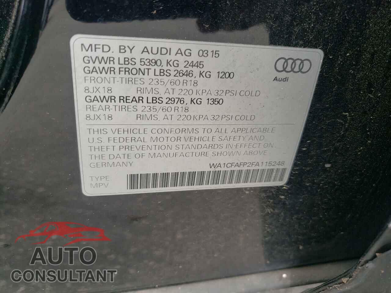 AUDI Q5 2015 - WA1CFAFP2FA115248