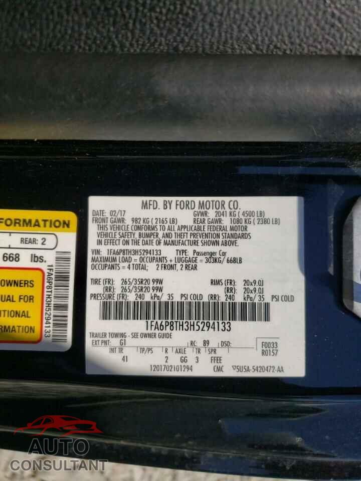 FORD MUSTANG 2017 - 1FA6P8TH3H5294133