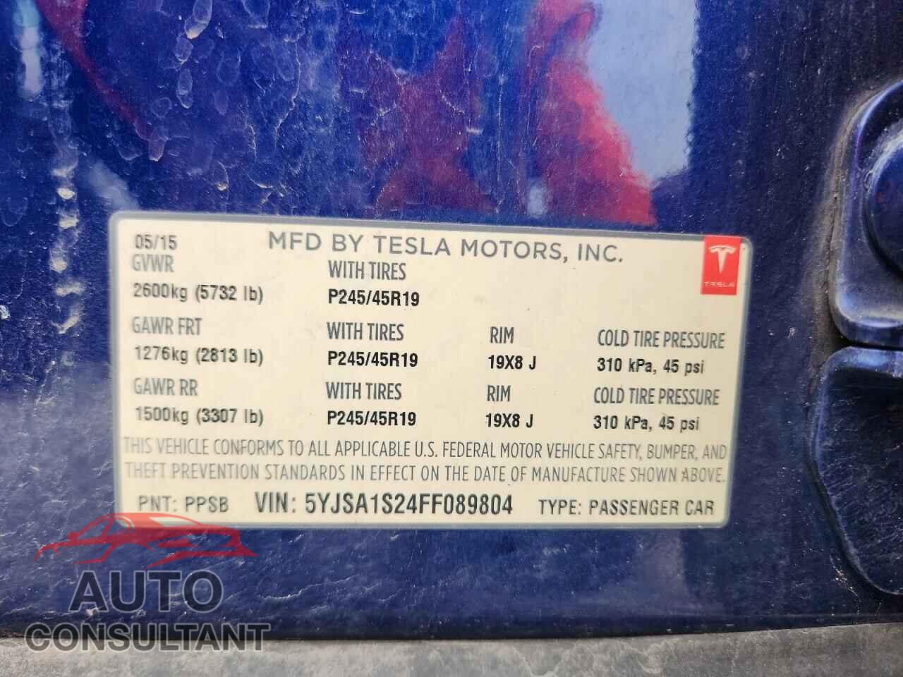 TESLA MODEL S 2015 - 5YJSA1S24FF089804