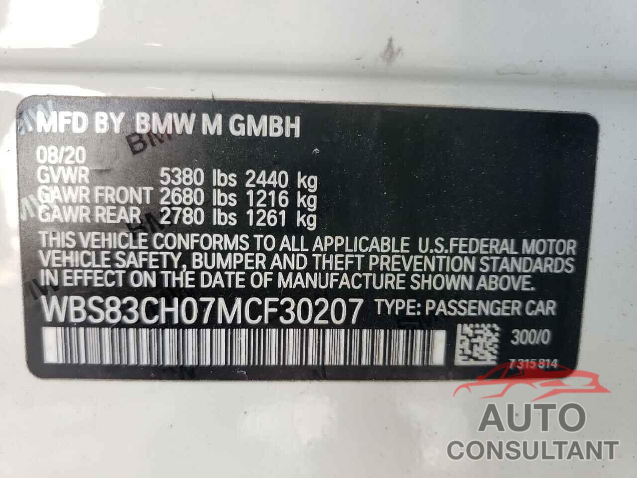 BMW M5 2021 - WBS83CH07MCF30207