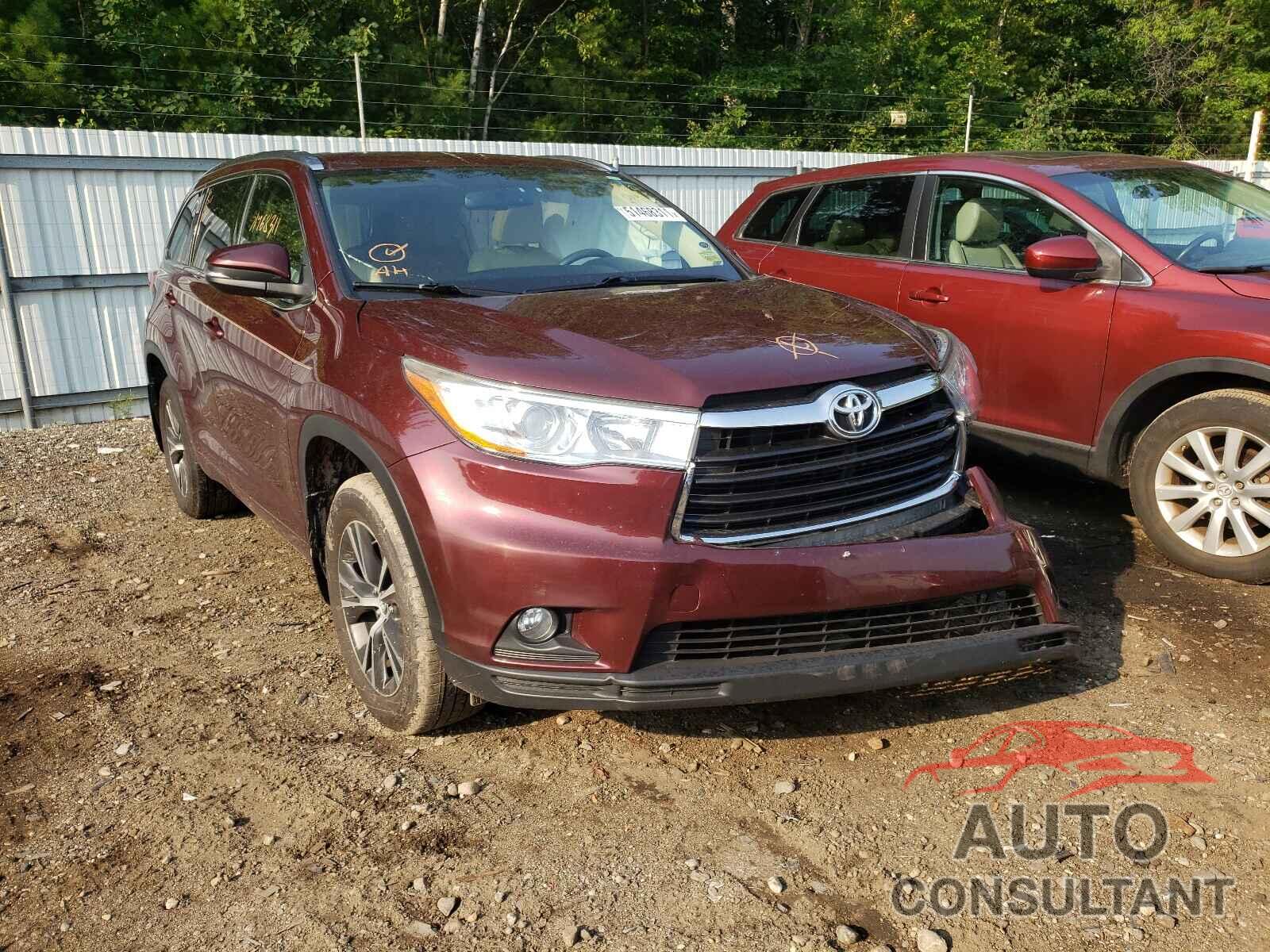 TOYOTA HIGHLANDER 2016 - 5TDJKRFH2GS259340