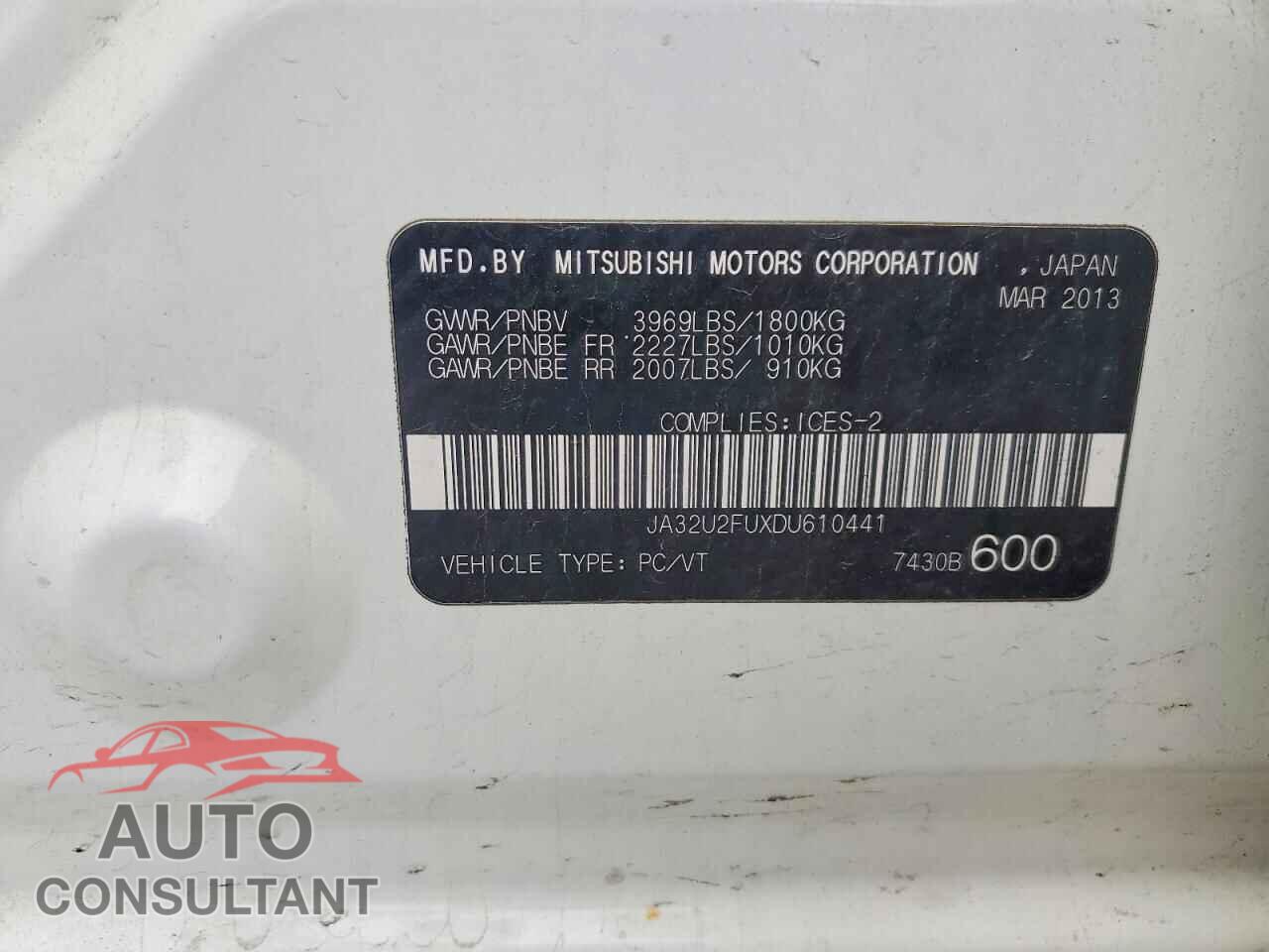 MITSUBISHI LANCER 2013 - JA32U2FUXDU610441