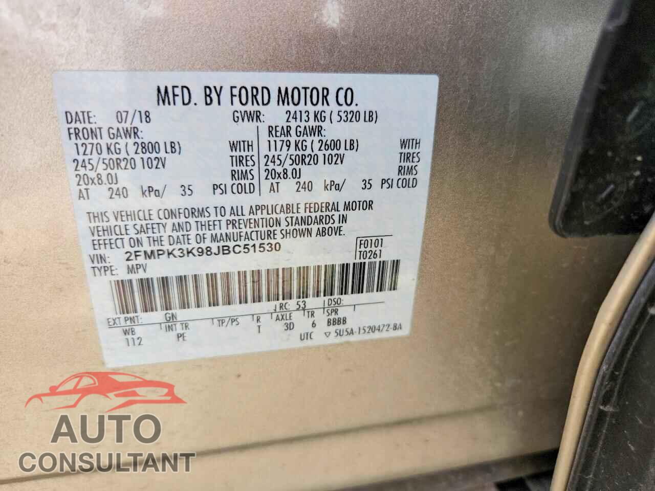 FORD EDGE 2018 - 2FMPK3K98JBC51530