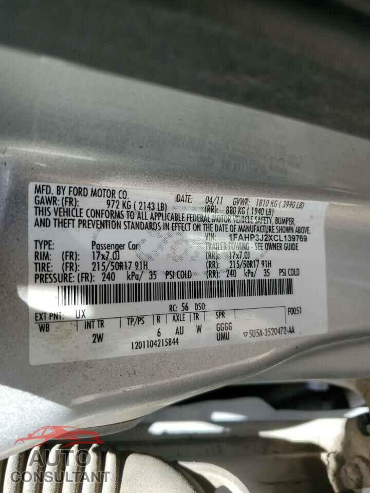 FORD FOCUS 2012 - 1FAHP3J2XCL139769