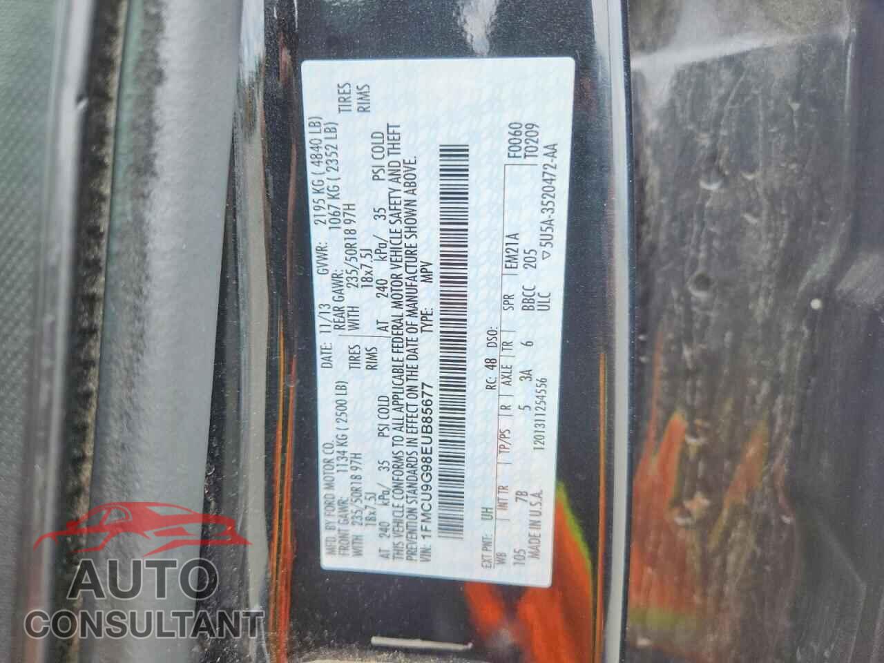 FORD ESCAPE 2014 - 1FMCU9G98EUB85677