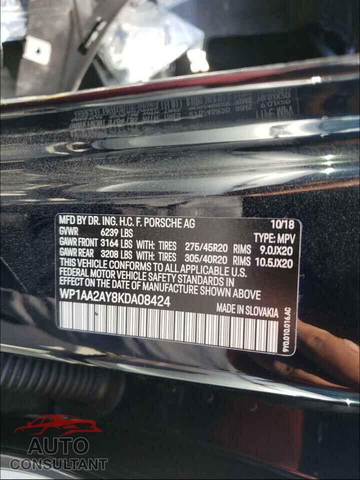 PORSCHE CAYENNE 2019 - WP1AA2AY8KDA08424
