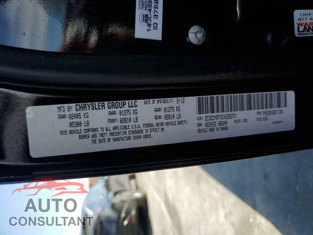 DODGE CHALLENGER 2012 - 2C3CDYBTXCH228373