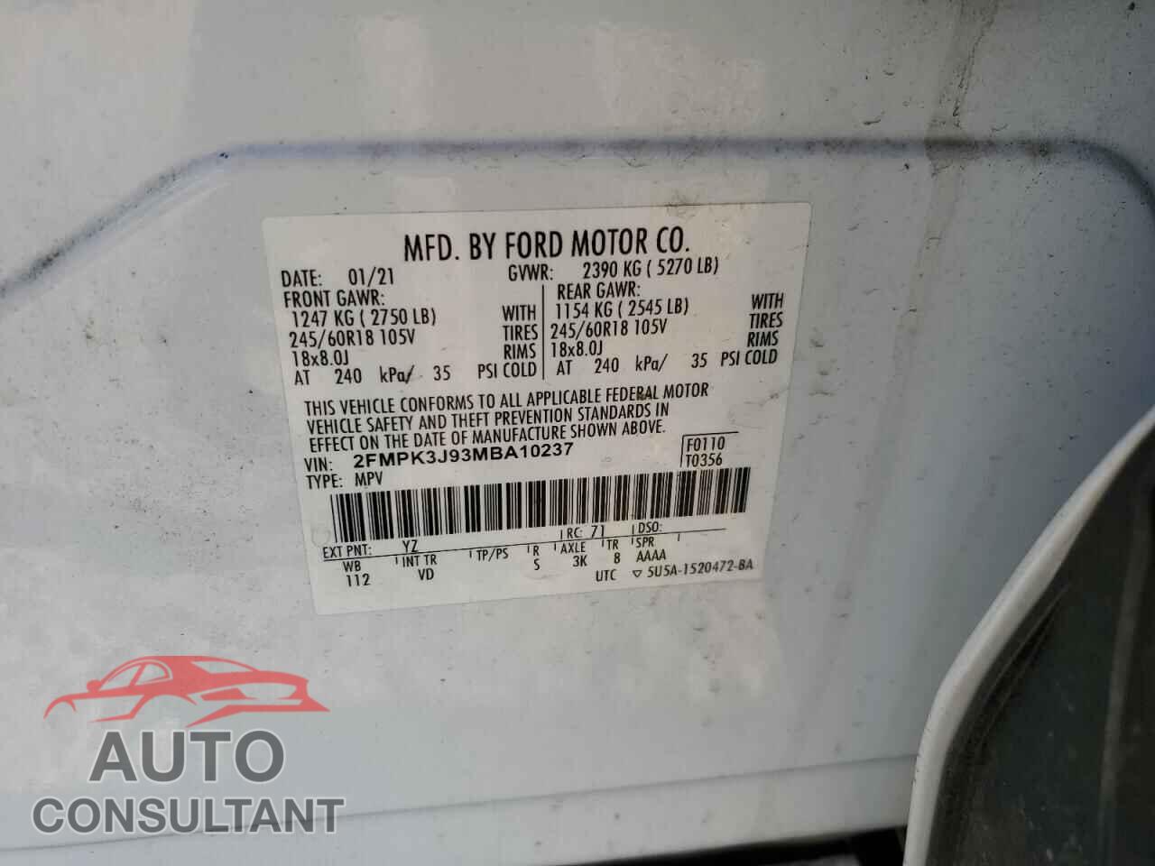 FORD EDGE 2021 - 2FMPK3J93MBA10237