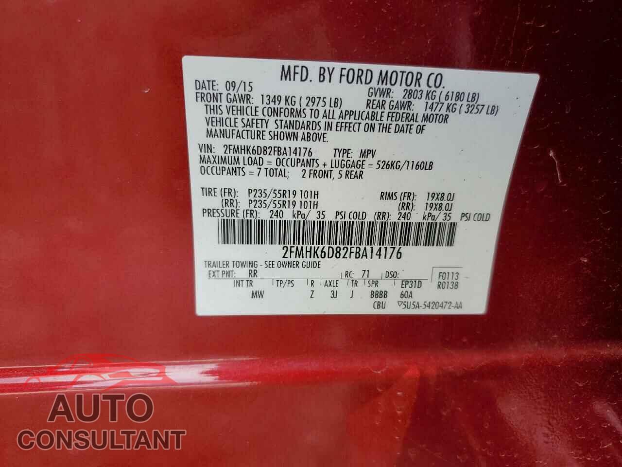 FORD FLEX 2015 - 2FMHK6D82FBA14176