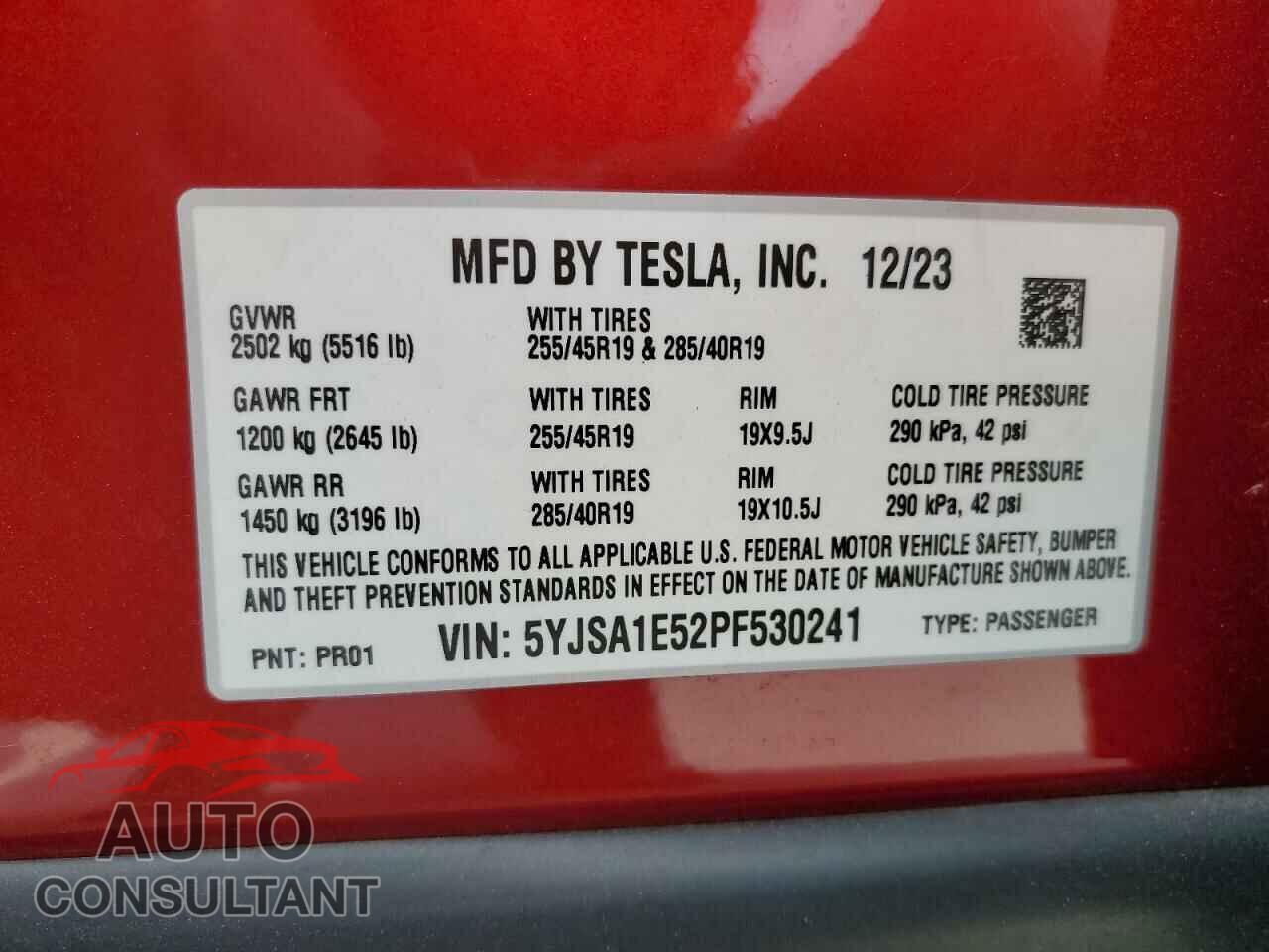 TESLA MODEL S 2023 - 5YJSA1E52PF530241