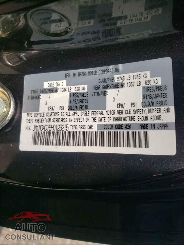 MAZDA MX5 2017 - JM1NDAD75H0123215
