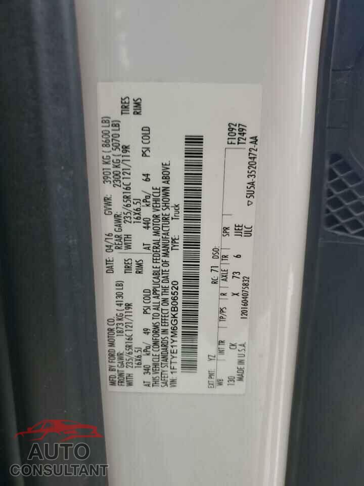 FORD TRANSIT 2016 - 1FTYE1YM6GKB06520