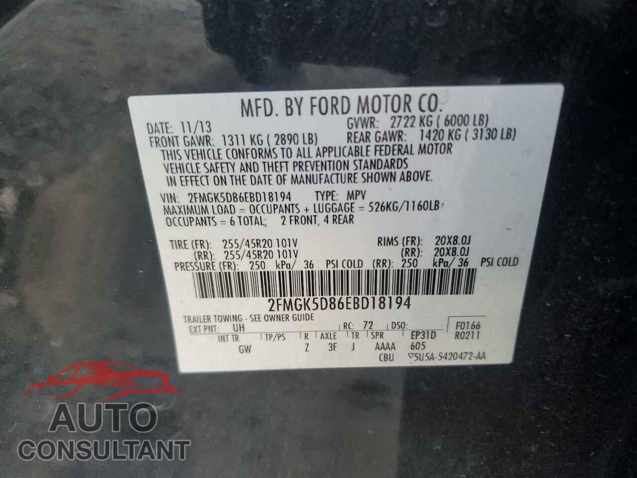 FORD FLEX 2014 - 2FMGK5D86EBD18194