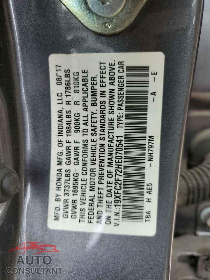 HONDA CIVIC 2017 - 19XFC2F72HE070541