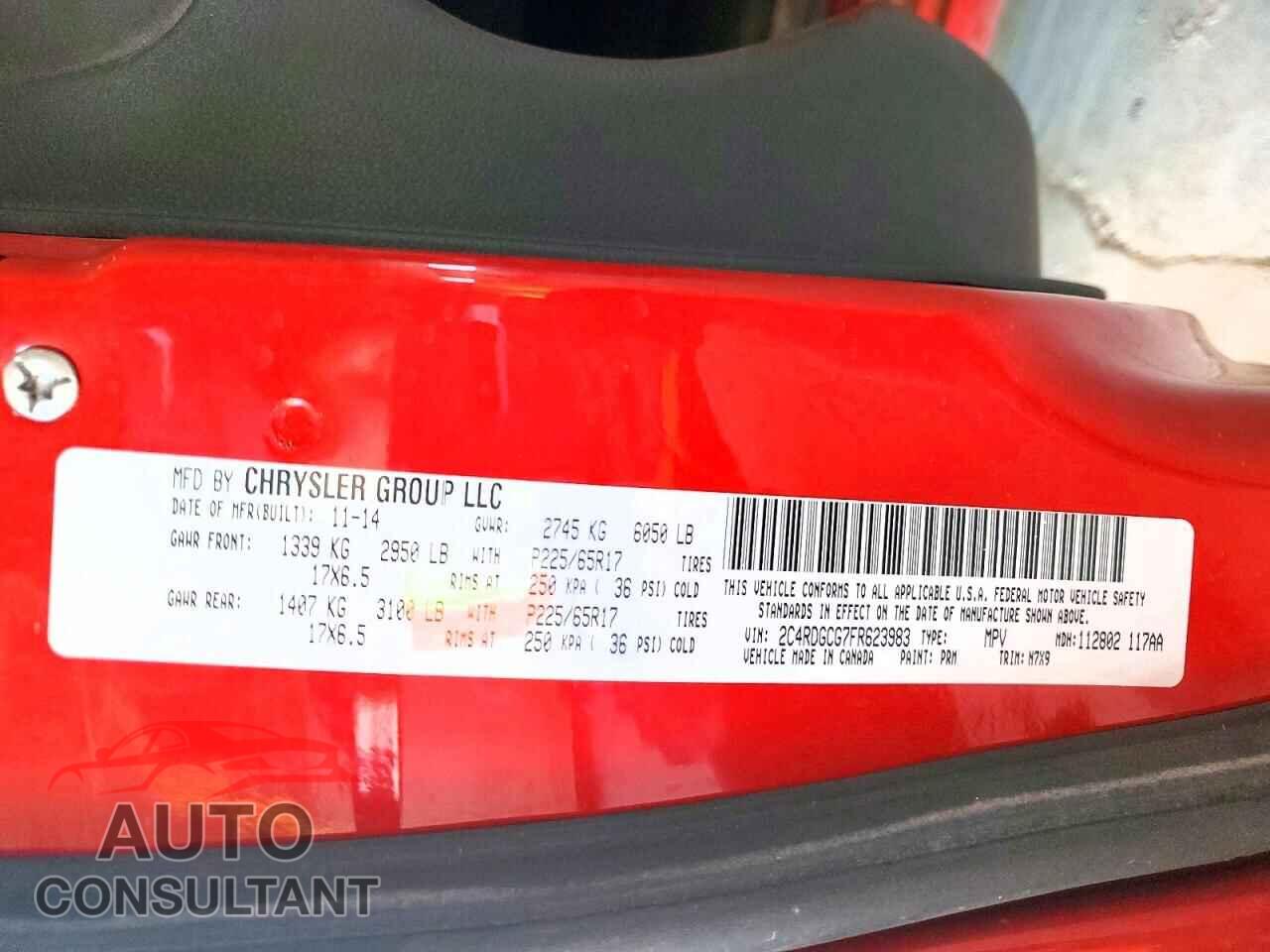 DODGE CARAVAN 2015 - 2C4RDGCG7FR623983