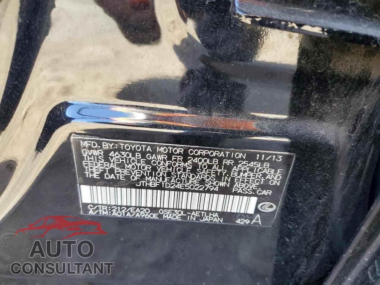 LEXUS IS 2014 - JTHBF1D24E5022794