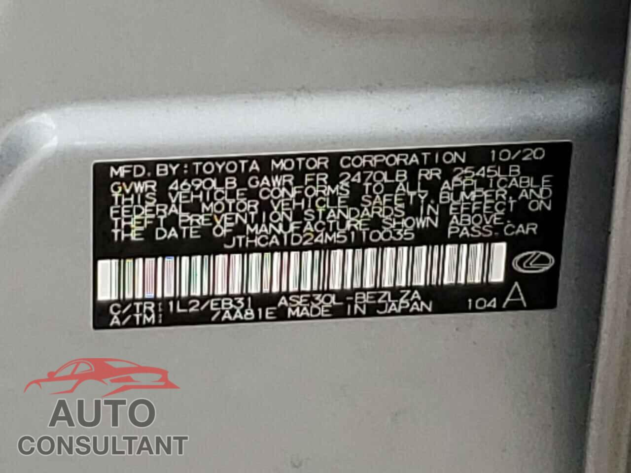 LEXUS IS 2021 - JTHCA1D24M5110035