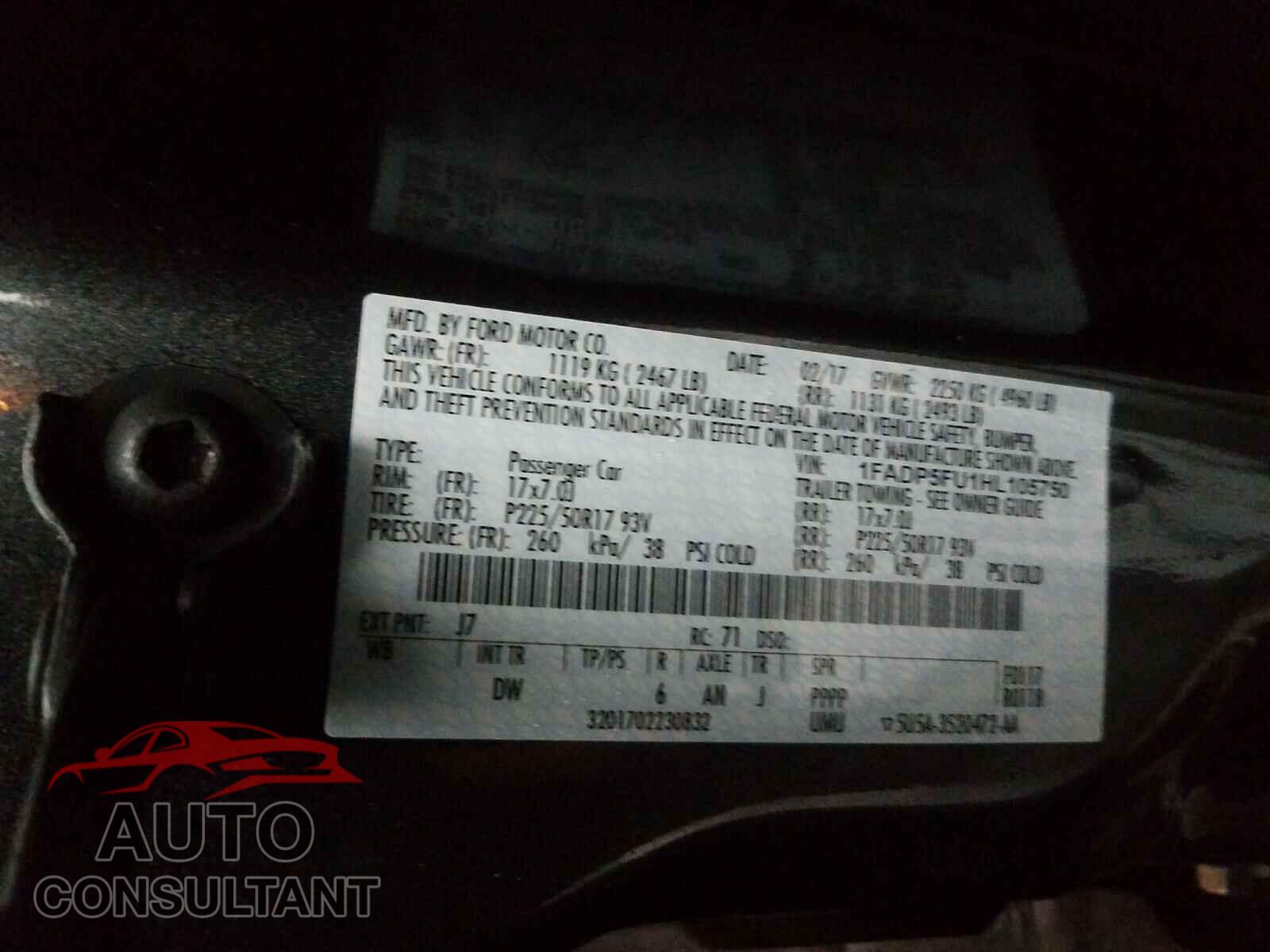FORD CMAX 2017 - 1FADP5FU1HL105750